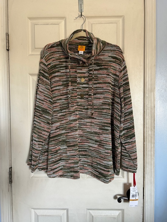 Ruby Rd. Tops - NWT Ruby Rd. Olive multi snap Mockneck textured top size 3X